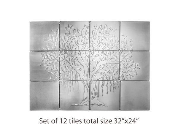 Set of 12 Metal Tiles Backsplash Banyan Tree Unique Kitchen Backsplash SIZE 32'' x 24'' inches