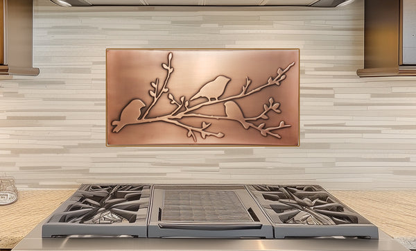 Birds decorative tiles - Unique Copper Tile Perfect for Your Kitchen Backsplash COPPER/ BRASS/ STEEL.