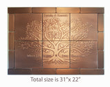 Set of 20 Metal Tiles Backsplash Tree of Love and Friendship Unique Kitchen Backsplash SIZE 31'' x 22'' inches