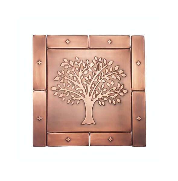Set of 9 Metal Tiles, Tree of Life Wall Art, Backsplash Kitchen Copper Tiles, Perfect Metal Wall Decor, Size 16''x16''