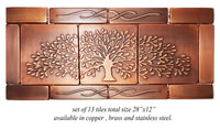 Copy of Beautiful Tree of life backsplash SIZE 28''x12'' Set of 13 Handmade copper / brass/ stainless steel tiles, kitchen rustic backsplash tiles