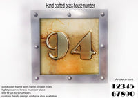 Large Brass House Number Metal and Steel