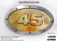 Large Metal Brass House Number Oval
