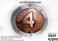 Large Copper Metal House Number Rounded