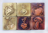 Fruit and Veg Handcrafted Tiles - Set of 6