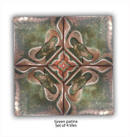 Copper or Brass Rustic Wall Art Tiles - Set of 4