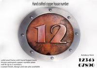 Medium Copper House Number Rounded