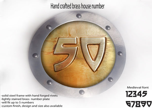Brass House Number Rounded