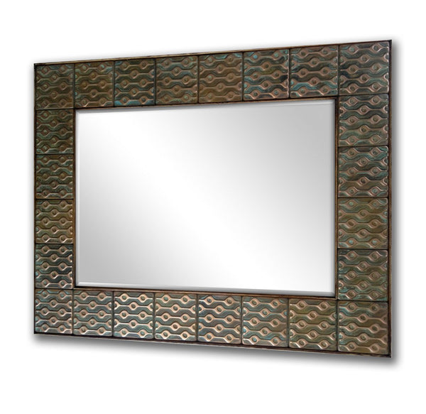 Artistic Copper Mirror Frame - Aztec Design