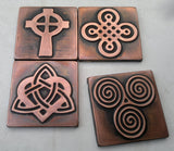 Copper Tiles With Celtic Symbols - Set of 4