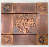 Libra Zodiac Sign Handmade Tiles - set of 9
