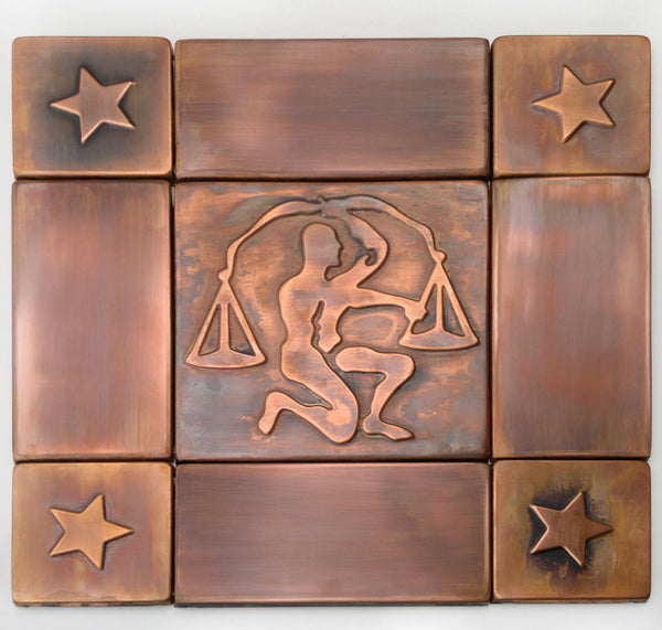 Libra Zodiac Sign Handmade Tiles - set of 9