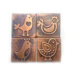 Kitchen Copper Tiles with Birds - set of 4