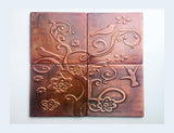 Birds and Flowers Copper Tiles - Set of 4