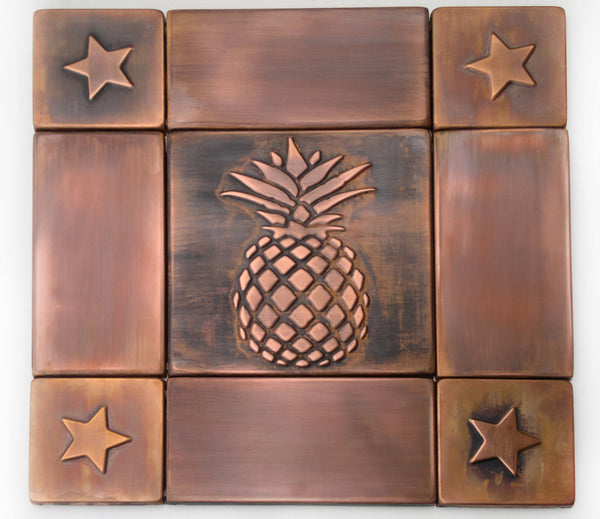 Pineapple Decor Handmade Tiles - set of 9