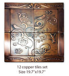 Birds and Flowers Copper Tiles - Set of 12