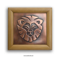 Leo Lion Zodiac Sign Copper Wall Art