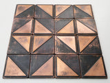 Dark Brown Patina Copper Tiles - Set of 16