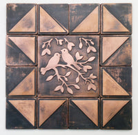 Birds on Rustic Metal Tiles - Set of 9