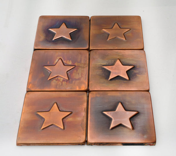 Brown Patinated Copper Tiles - Set of 6