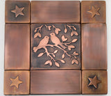 Birds on Rustic Metal Tiles - Set of 9