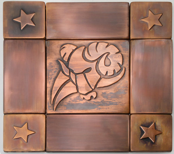 Aries Zodiac Sign – Set of 9 Copper Backsplash Tiles