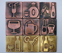 Glasses and Bottles Wall Tiles - Set of 9