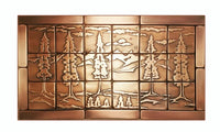 Set of 28 copper tiles, SIZE 26''x14'' Wildlife tiles , American Forest view art tiles , copper mosaic wall tiles